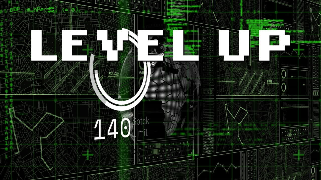 프로그래밍 언어와 hud 인터페이스 화면에서 레벨 업 텍스트의 애니메이션