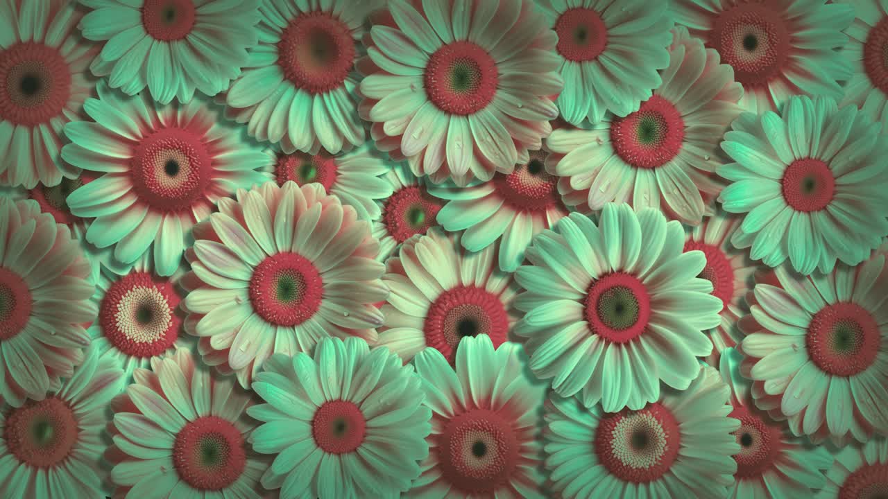 Animazione in loop continuo di alta qualità di splendidi fiori che sbocciano e coprono l'intera inquadratura. Sfondo floreale vivace perfetto per temi primaverili, video di matrimoni e contenuti sulla natura