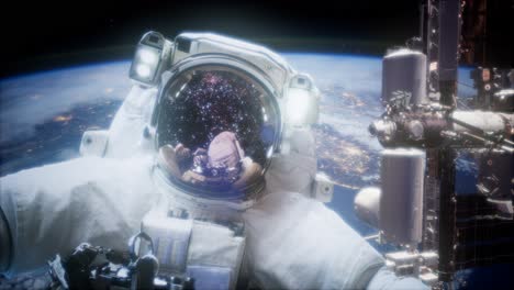 astronauta en una caminata espacial. elementos de esta imagen proporcionados por la nasa