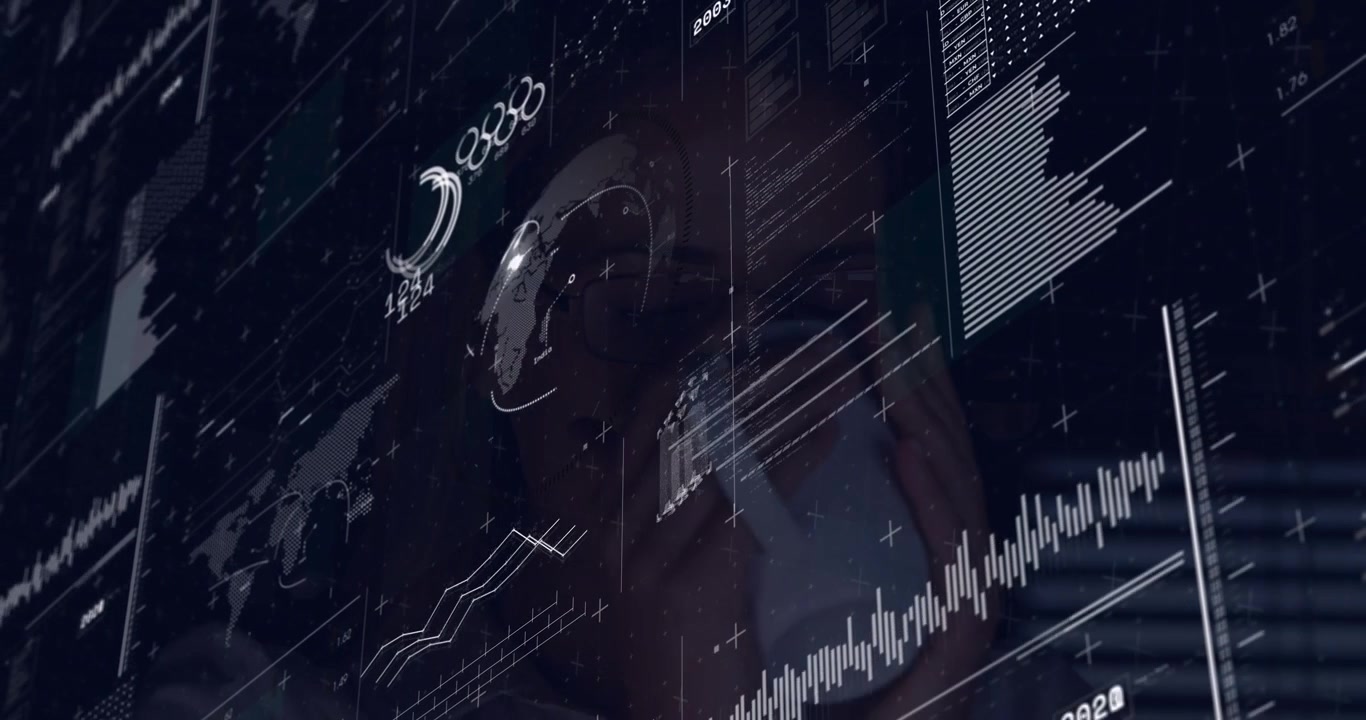 Businesswoman Analyzing Financial Data on Digital Interface
