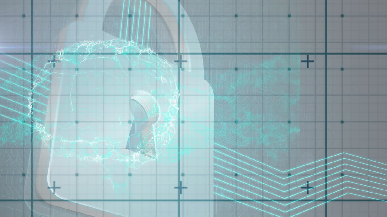 격자 위의 보안 패드록의 애니메이션