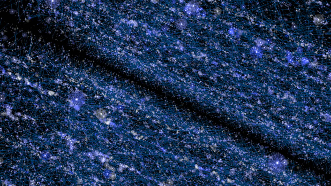 Futuristic neon digital data streams columns glow in cyberspace motion