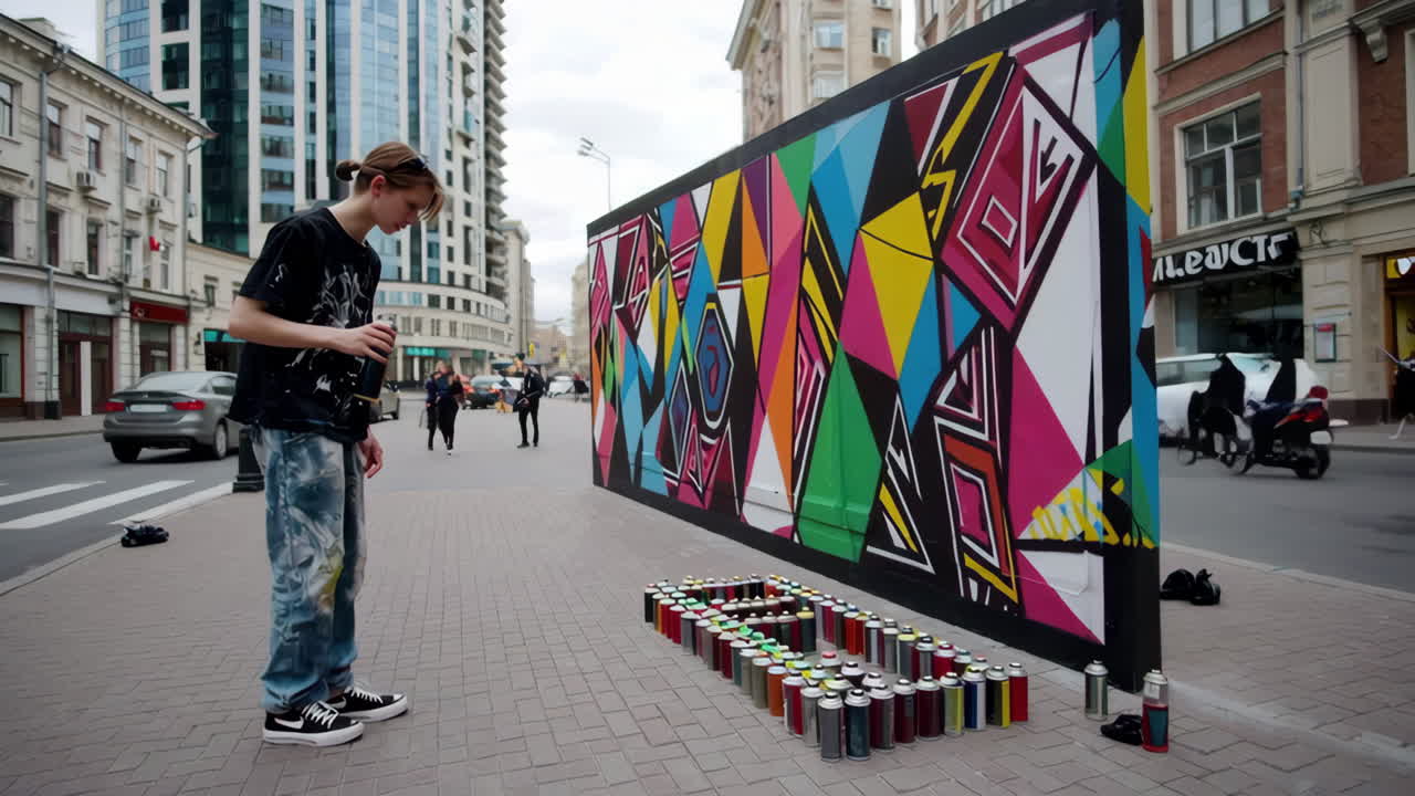 Street Artist Painting a Mural