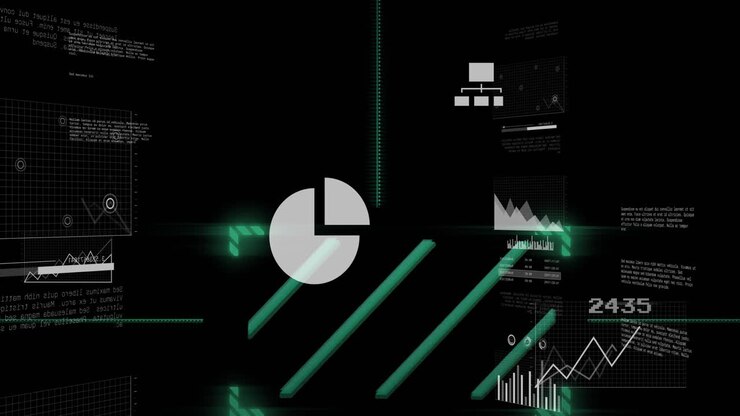 Animasjon av digital databehandling over mørk bakgrunn
