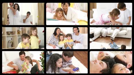 Montage-of-jolly-families-playing-at-home