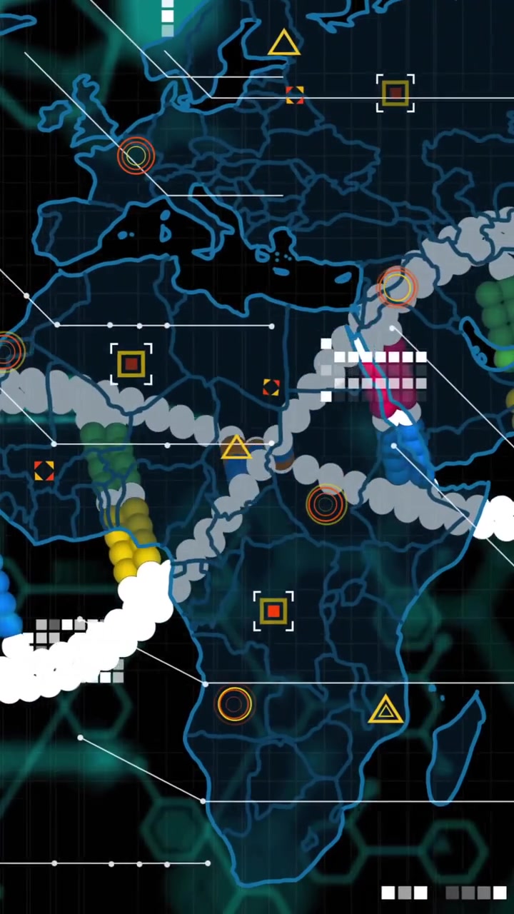 DNA strand and scientific data processing animation over world map
