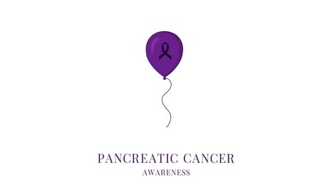 animación de concienciación sobre el cáncer de páncreas de globo púrpura con cinta