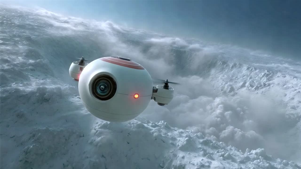 Drone footage of snowy landscapes