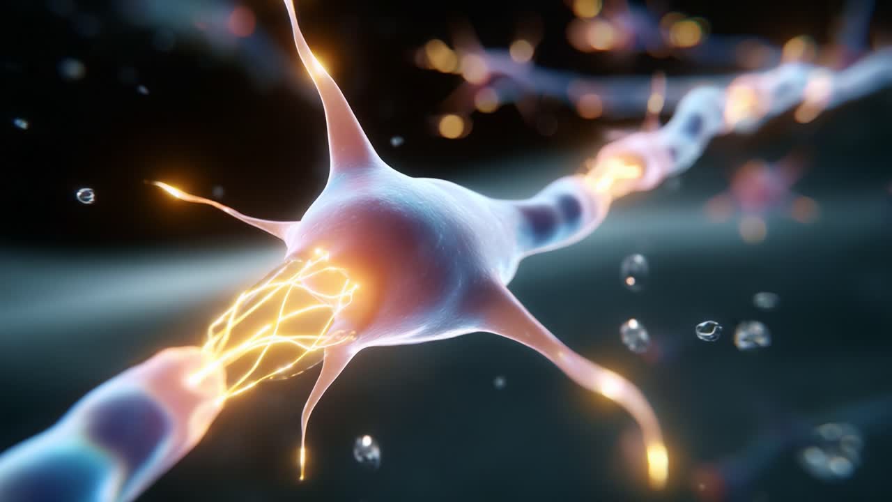 A Stunning Visual Representation of Neurons in Action: Exploring the Intricate Structure and Electrifying Transmission of Nerve Cells as They Communicate Through Synapses and Electrical Signals