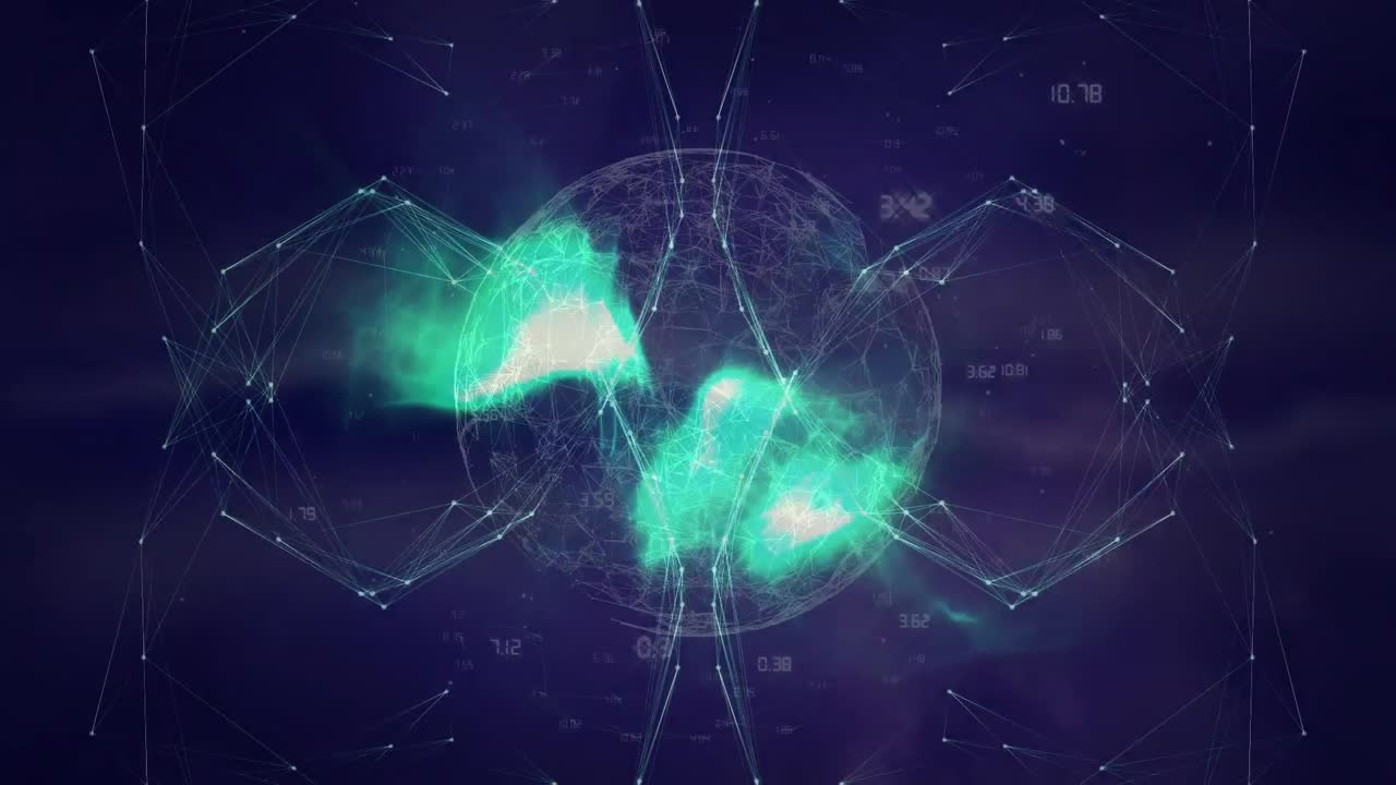 검은색 배경에 전 세계 연결 네트워크의 애니메이션