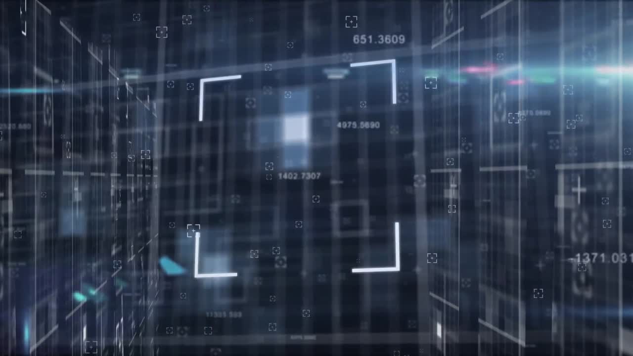 Animation of data processing on black background