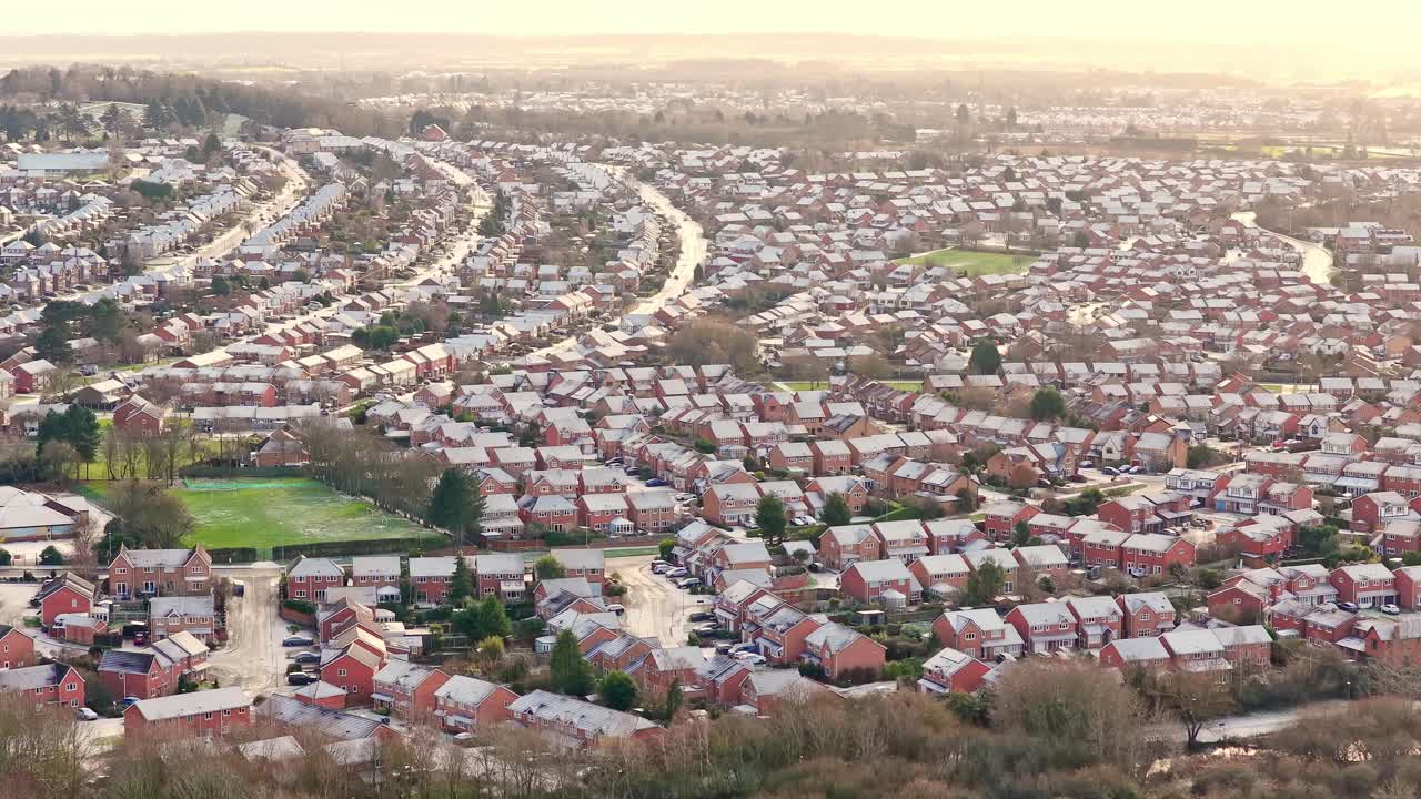 Aerial revealing Lady Bay Estate distinctive residential layout in West Bridgford, circular housing pattern, near Nottingham Forest's Wilford Lane training complex and City Ground stadium