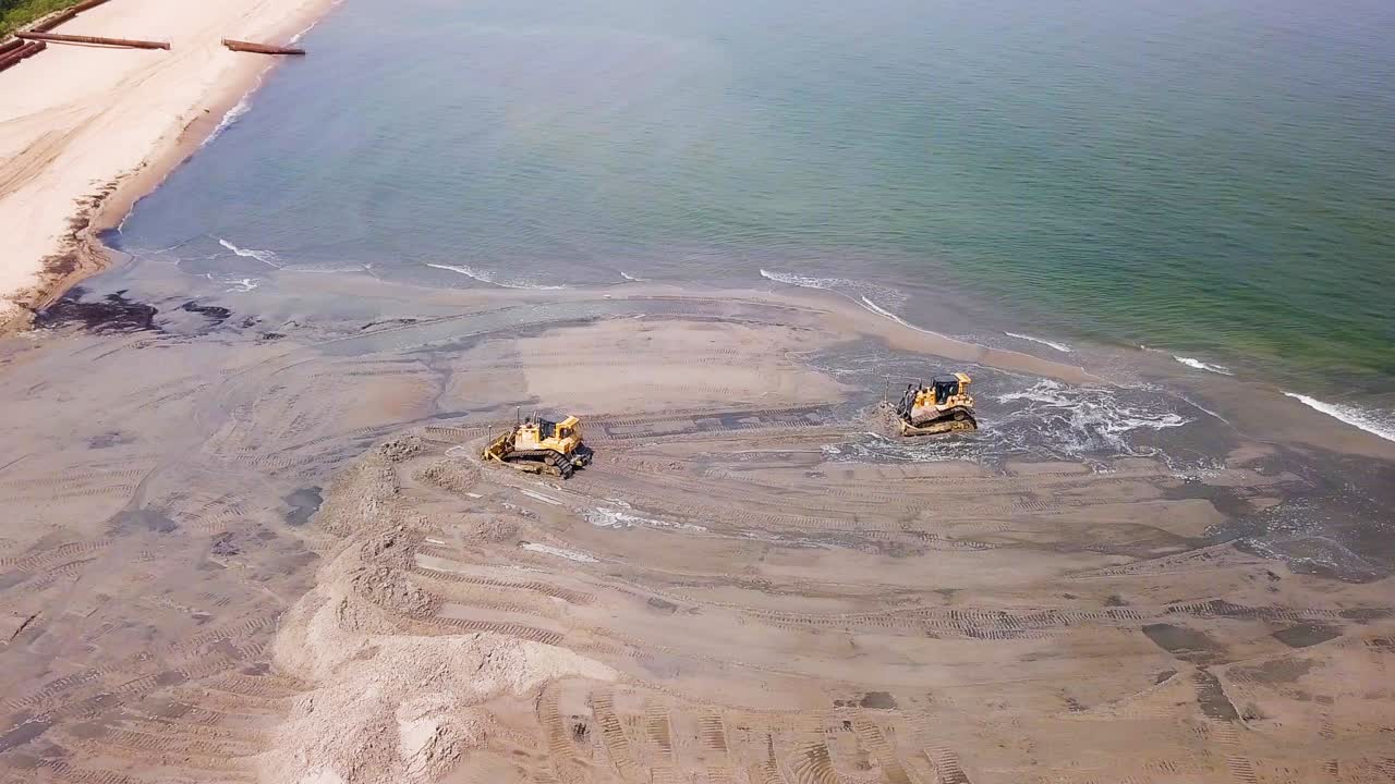 toma aérea de dragado de playa