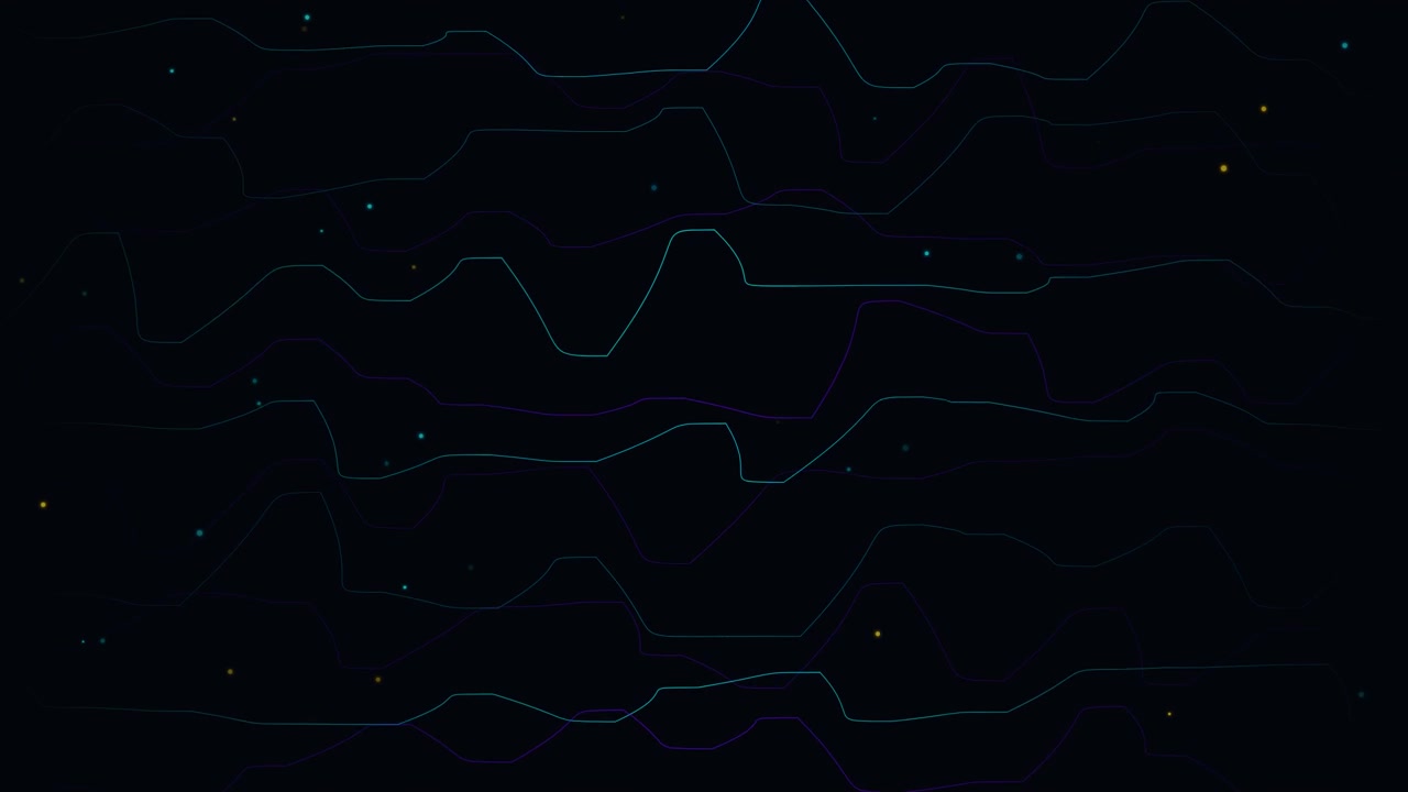 Abstract Digital Background with Moving Wavy Lines and Particles