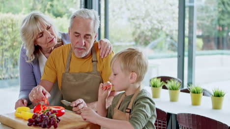 family cooking together in the kitchen