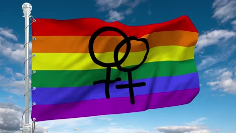 la bandera del orgullo lésbico sopla en el viento