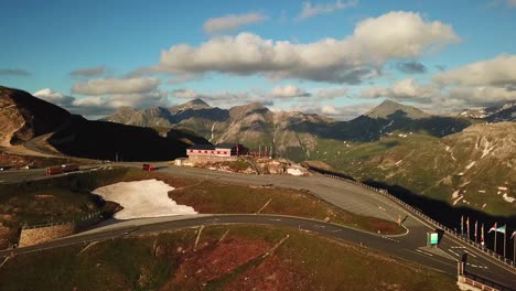 aerial panoramic view of the alpine road grossglockner hochalpenstrasse, through austrian mountains