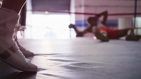 Close-up-view-of-foot-in-boxing-ring