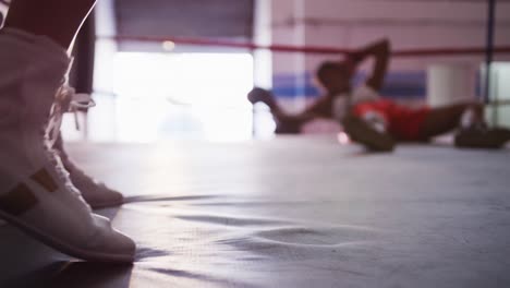 close up view of foot in boxing ring