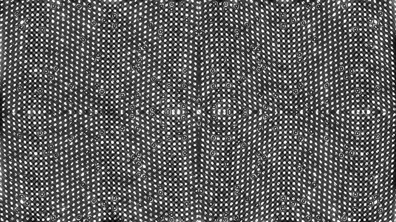 circle shape set of dots wave motion, colorful, on black background