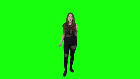 slow motion clip of an attractive female model acting and speaking in front of a green screen