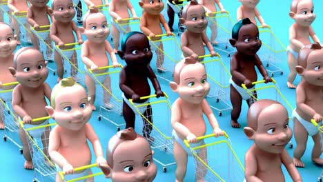 4k divertida animación de dibujos animados de un bebé de compras
