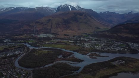 incredible view onto snow-topped nevis peak from above fort william