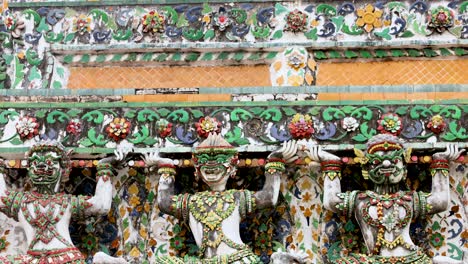 close-up of ornate temple decorations in bangkok