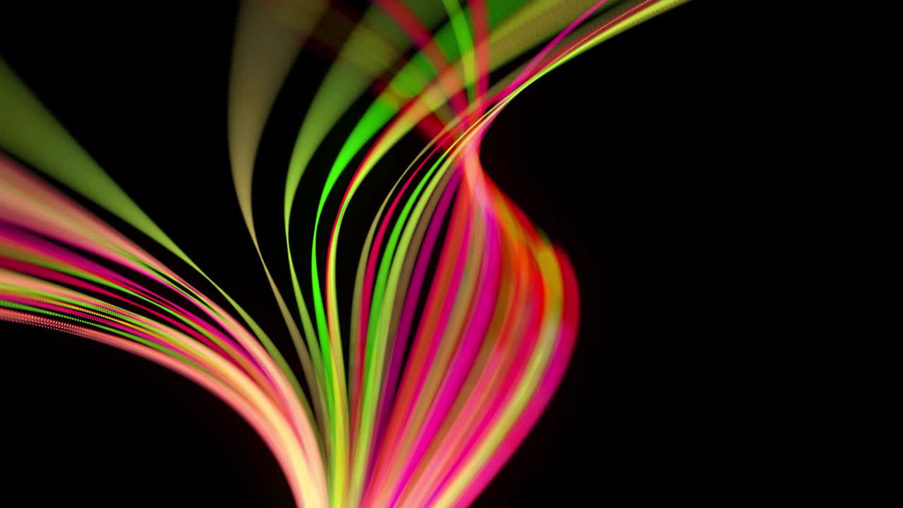 flujo de luz bg en 4k. fondo en bucle abstracto con rastros de luz, flujo de líneas de neón verde rojo amarillo en el espacio se mueven para formar formas en espiral. diseño de movimiento moderno de moda efecto de luz de fondo