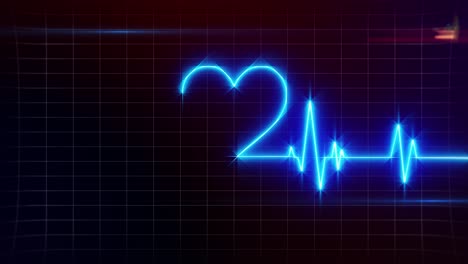 blue heart shape pulse trace abstract background,loopable