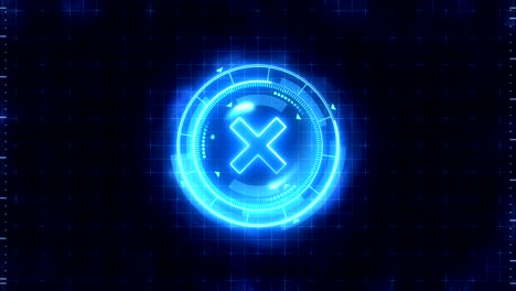 animación de bucle de juego deportivo futurista. contra fondo de lucha. pantalla digital de neón de radar. marca de objetivo x. elemento de interfaz de control de juego. competición deportiva de lucha de batalla.