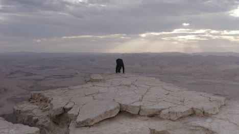 handstand on desert cliff