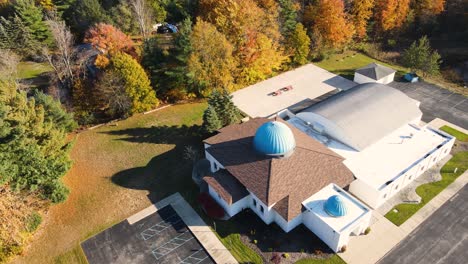 high angle spin of the greek architecture of an orthodox church in america