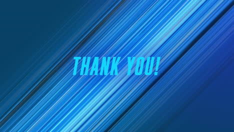 digital animation of thank you text against light trails on blue background