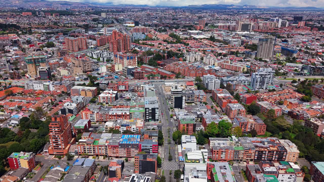 Aerial view of Navarra, Bogota; developing urban area, family-friendly