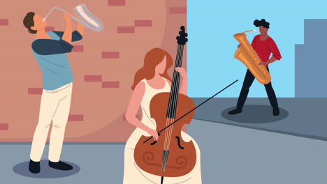 street musicians playing instruments