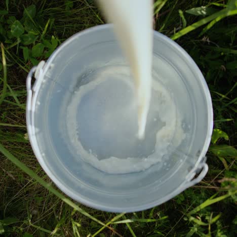 Milch-Wird-In-Einen-Eimer-Gegossen