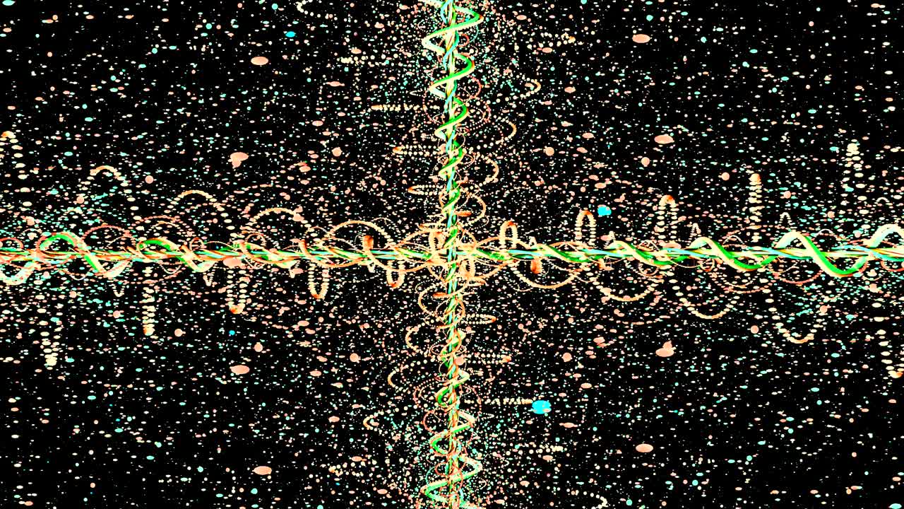 회전하는 입자와 함께 추상적인 애니메이션 비디오 클립