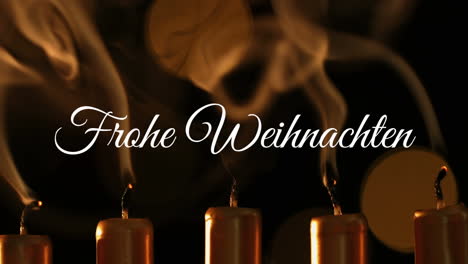 frohe weihnachten written over candles