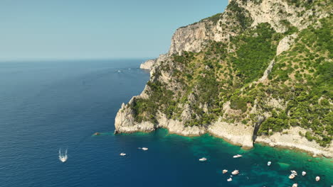 touristic attraction grotta verde on the italian island capri on a sunny day