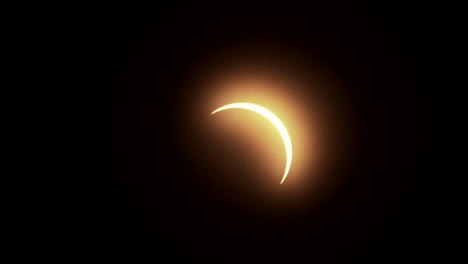 zoom-in on thin crescent sun during partial phase of solar eclipse