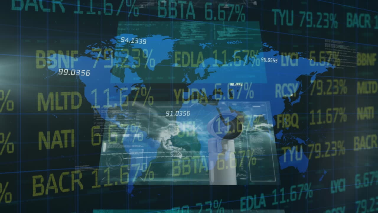 세계 지도에 대한 통계 및 데이터 처리의 애니메이션
