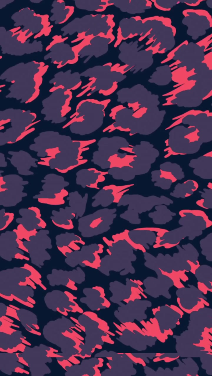 Digital animation of red light trails over leopard print texture against black background