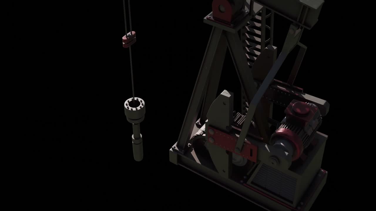animación de la bomba de aceite trabajando sobre un fondo negro