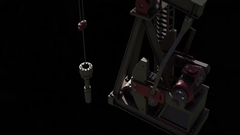 animation of oil pump working over black background