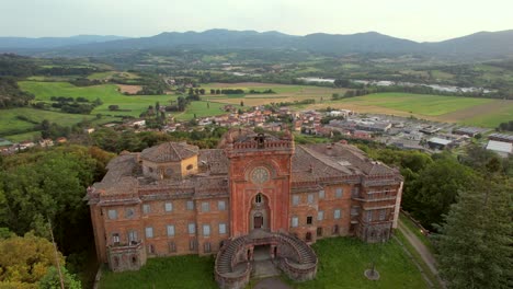 aerial video of the abandoned sammezzano castle in leccio, tuscany, italy