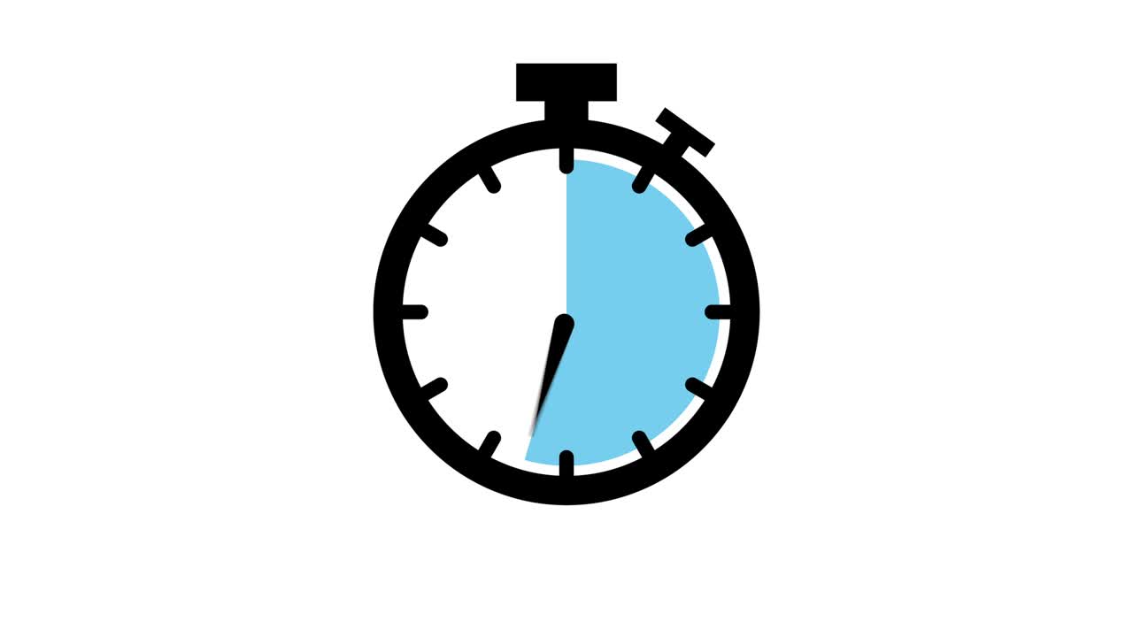 The 60 minutes, stopwatch icon. Stopwatch icon in flat style, timer on on color background. Motion graphics.
