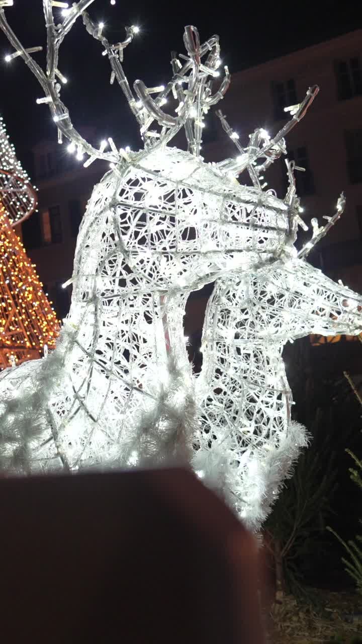 Festive Christmas Tree and Illuminated Reindeer Decoration