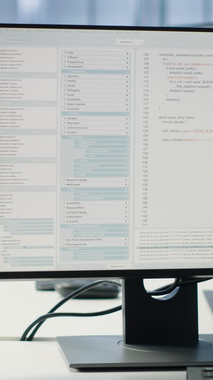 Computermonitor zeigt Programmiercode in einem modernen Büro an