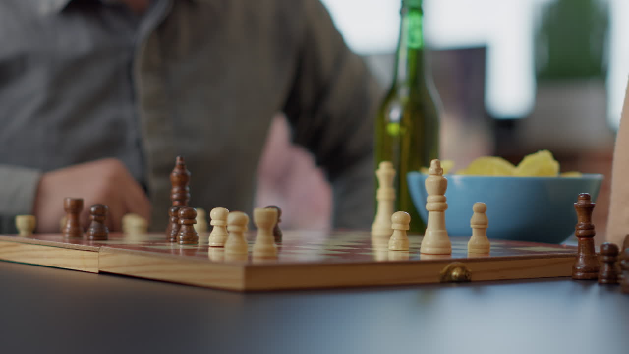 Man and woman playing strategic competition with board games